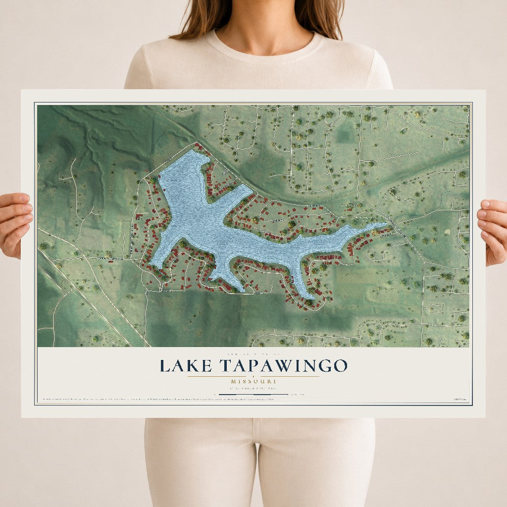 Map of Lake Tapawingo, Missouri, 18 x 24 inch unframed archival matte print