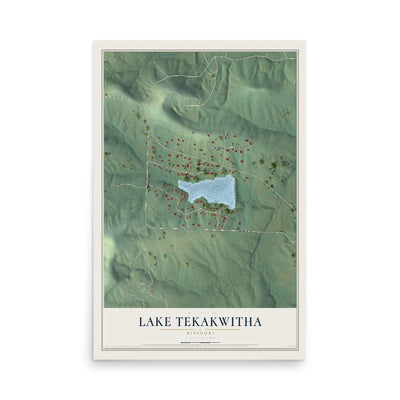 Map of Lake Tekakwitha, Missouri, 12 x 18 inch unframed archival matte print