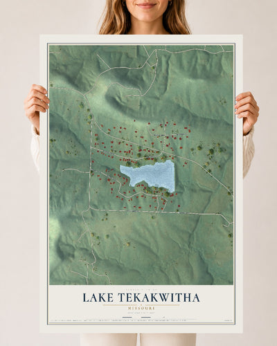 Map of Lake Tekakwitha, Missouri, 24 x 36 inch unframed archival matte print