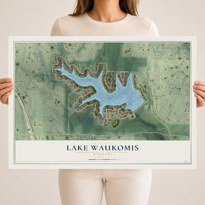Map of Lake Waukomis, Missouri, 18 x 24 inch unframed archival matte print