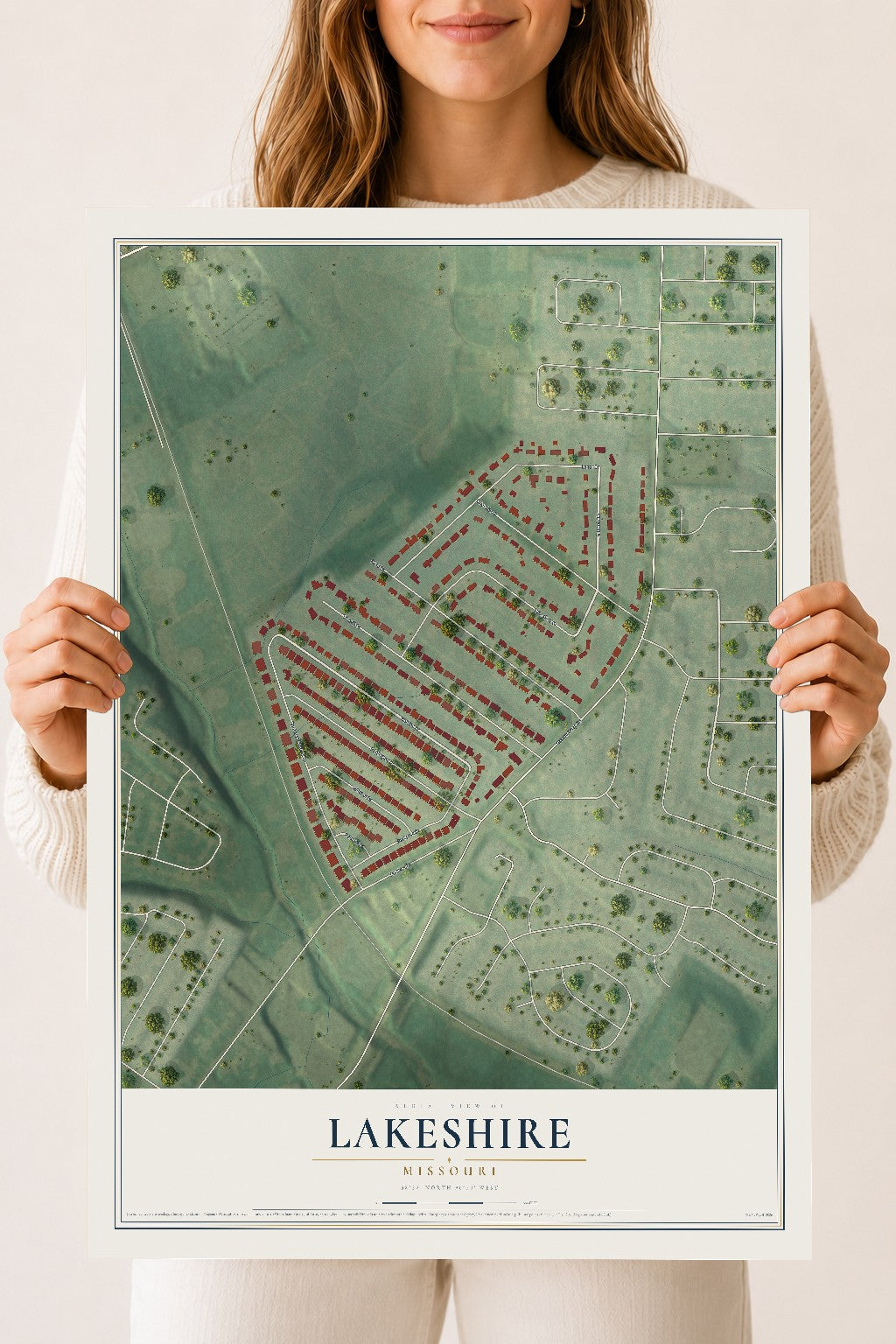 Map of Lakeshire, Missouri, 18 x 24 inch unframed archival matte print