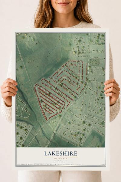 Map of Lakeshire, Missouri, 18 x 24 inch unframed archival matte print