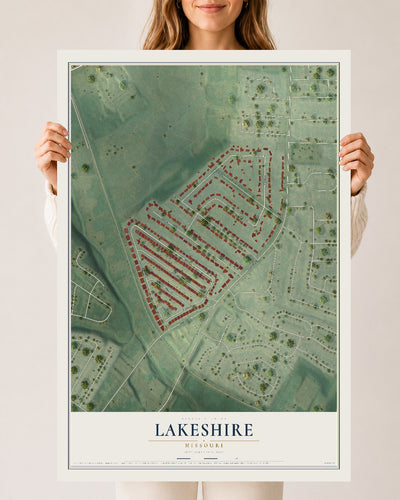Map of Lakeshire, Missouri, 24 x 36 inch unframed archival matte print