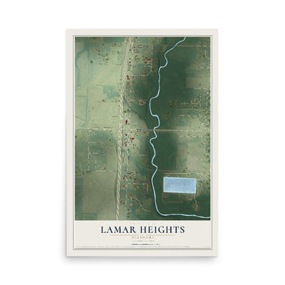 Map of Lamar Heights, Missouri, 12 x 18 inch unframed archival matte print