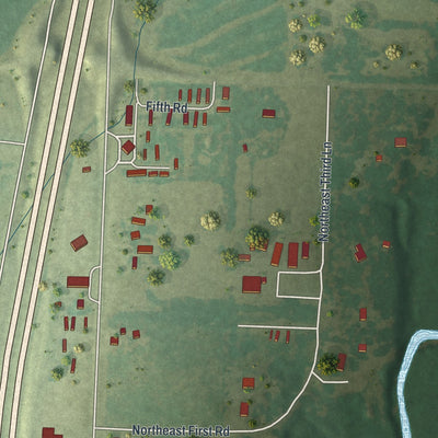 Second close-up of the map of Lamar Heights, Missouri print showing more streets and buildings