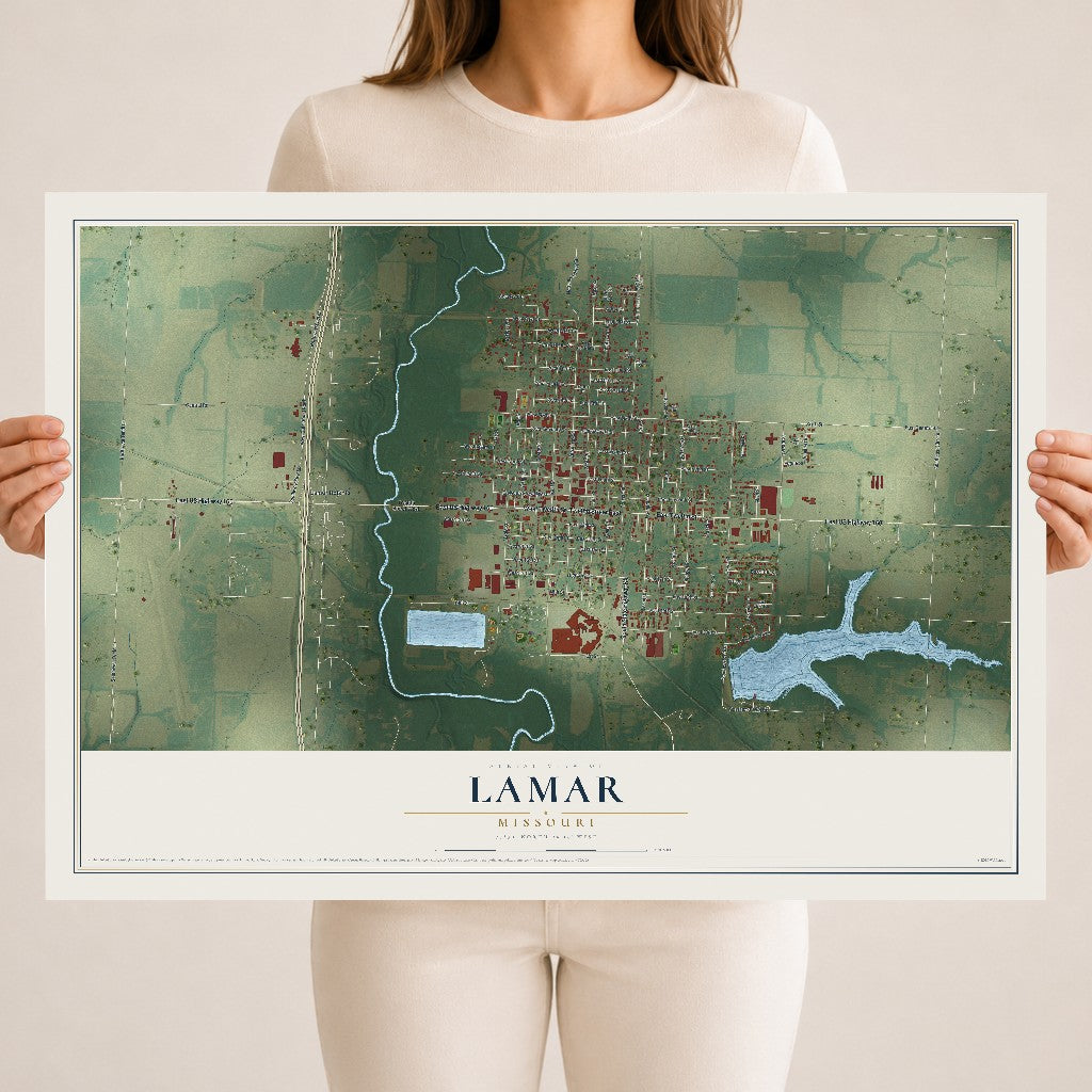 Map of Lamar, Missouri, 18 x 24 inch unframed archival matte print