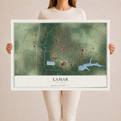 Map of Lamar, Missouri, 24 x 36 inch unframed archival matte print