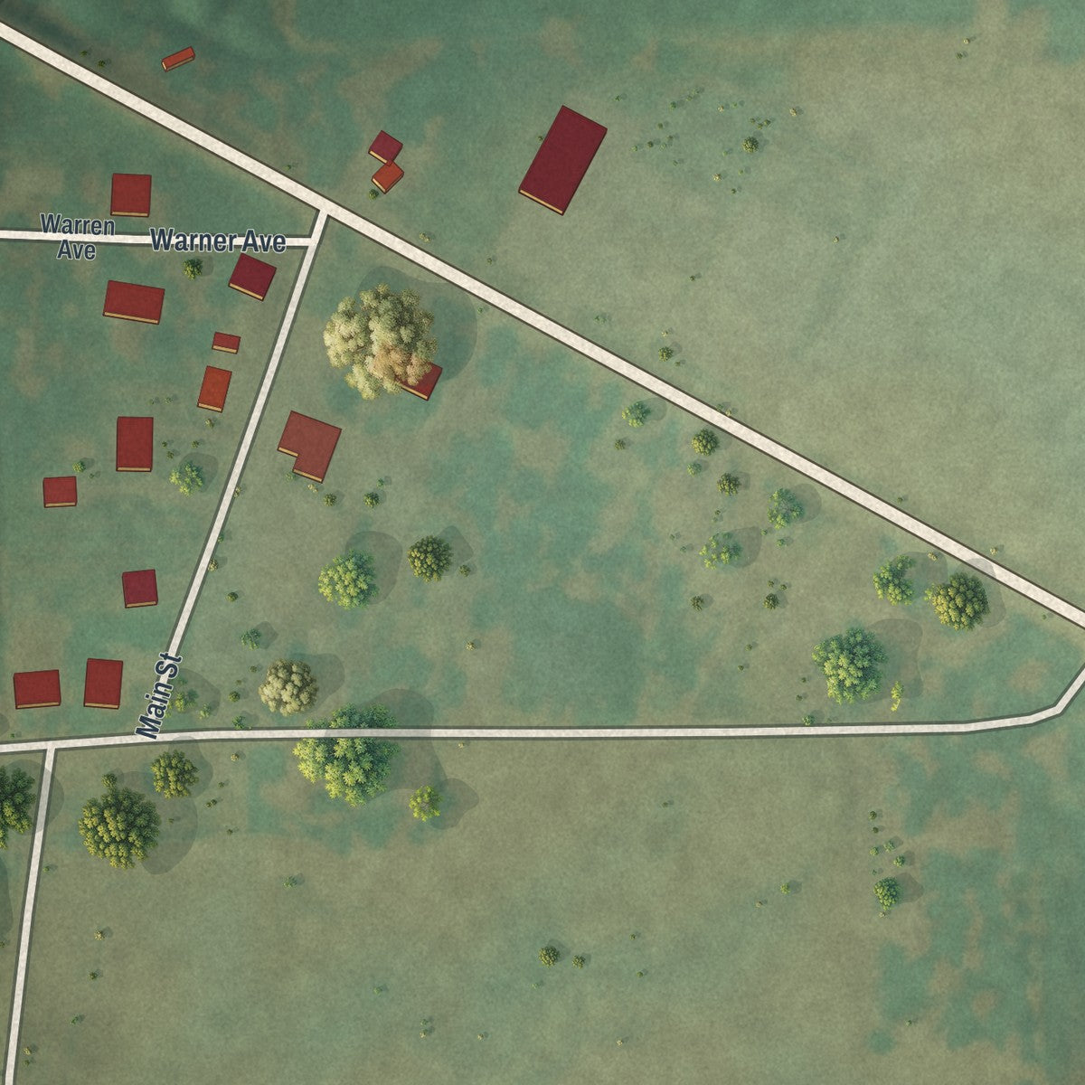 Second close-up of the map of Lambert, Missouri print showing more streets and buildings