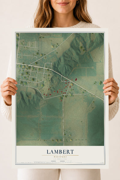 Map of Lambert, Missouri, 18 x 24 inch unframed archival matte print