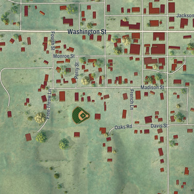 Close-up of the map of Lancaster, Missouri print showing street and building detail