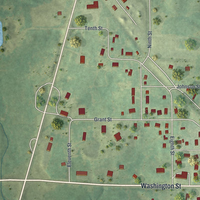 Second close-up of the map of Lancaster, Missouri print showing more streets and buildings