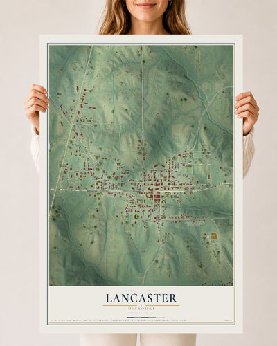 Map of Lancaster, Missouri, 24 x 36 inch unframed archival matte print