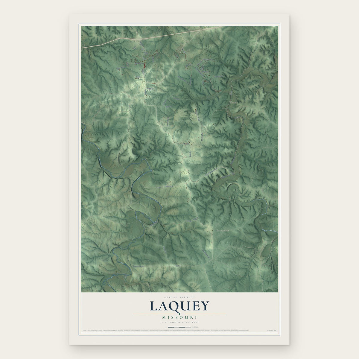 Laquey, Missouri map print, the full design