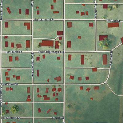 Close-up of the map of Laredo, Missouri print showing street and building detail
