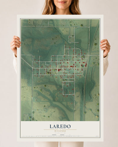 Map of Laredo, Missouri, 24 x 36 inch unframed archival matte print