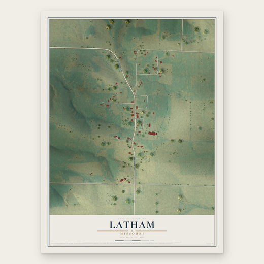 Latham, Missouri map print, the full design