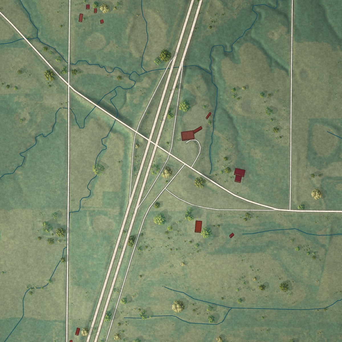 Second close-up of the map of Lathrop, Missouri print showing more streets and buildings