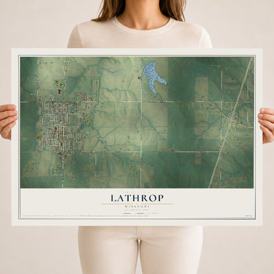 Map of Lathrop, Missouri, 18 x 24 inch unframed archival matte print