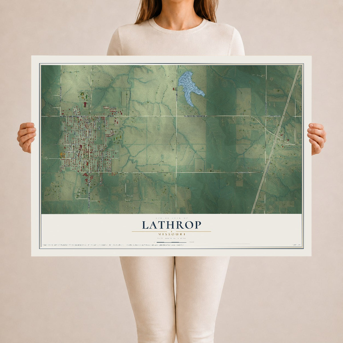 Map of Lathrop, Missouri, 24 x 36 inch unframed archival matte print