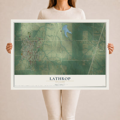 Map of Lathrop, Missouri, 24 x 36 inch unframed archival matte print