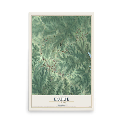 Map of Laurie, Missouri, 12 x 18 inch unframed archival matte print