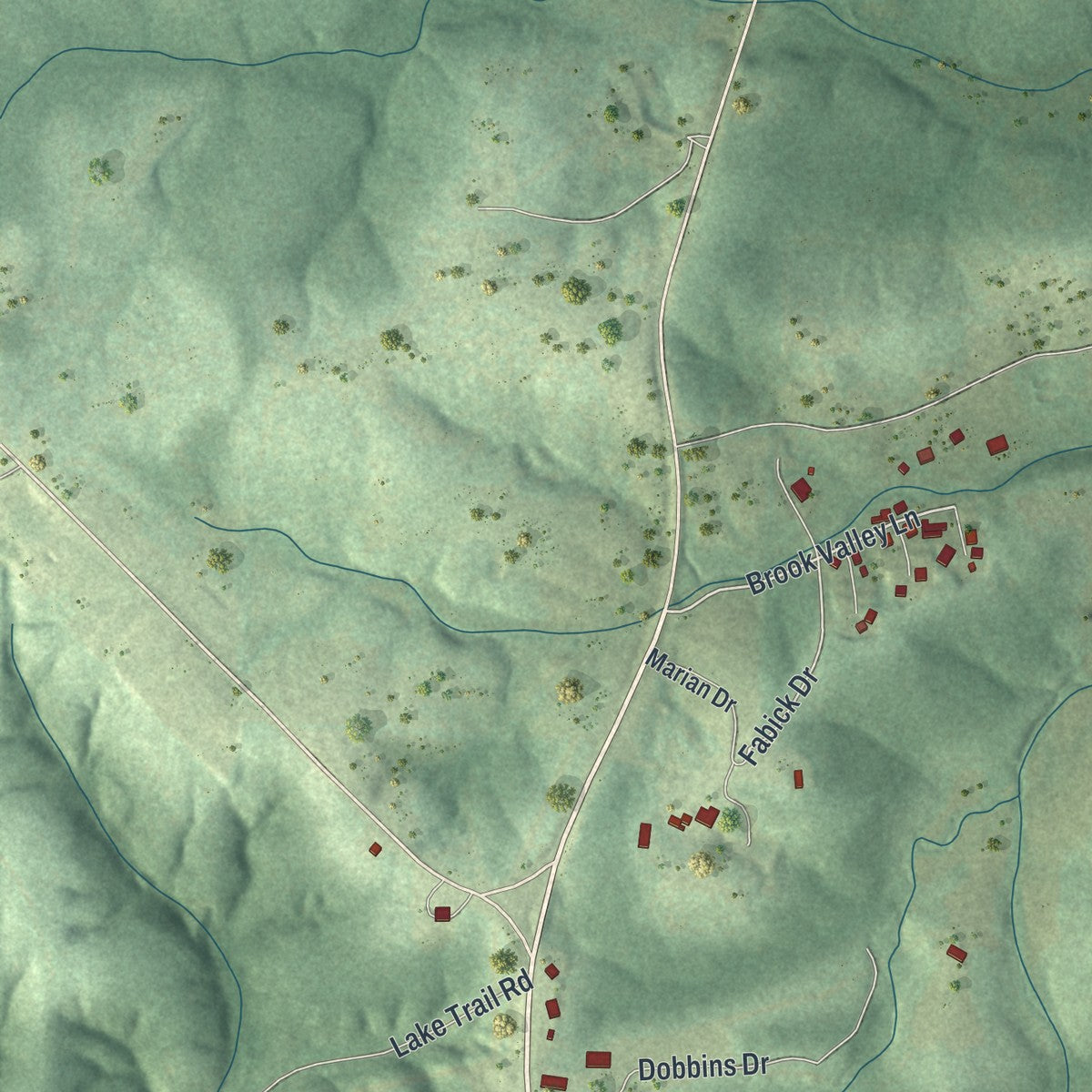 Second close-up of the map of Laurie, Missouri print showing more streets and buildings