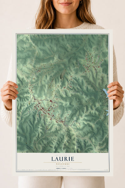 Map of Laurie, Missouri, 18 x 24 inch unframed archival matte print