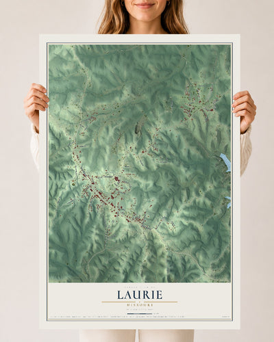 Map of Laurie, Missouri, 24 x 36 inch unframed archival matte print