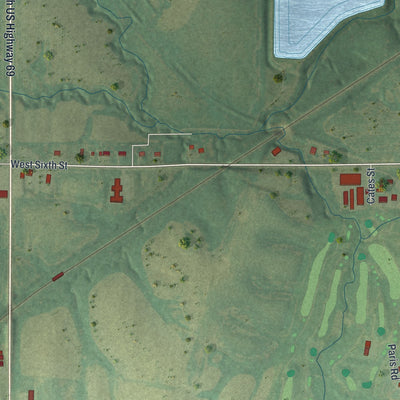 Second close-up of the map of Lawson, Missouri print showing more streets and buildings