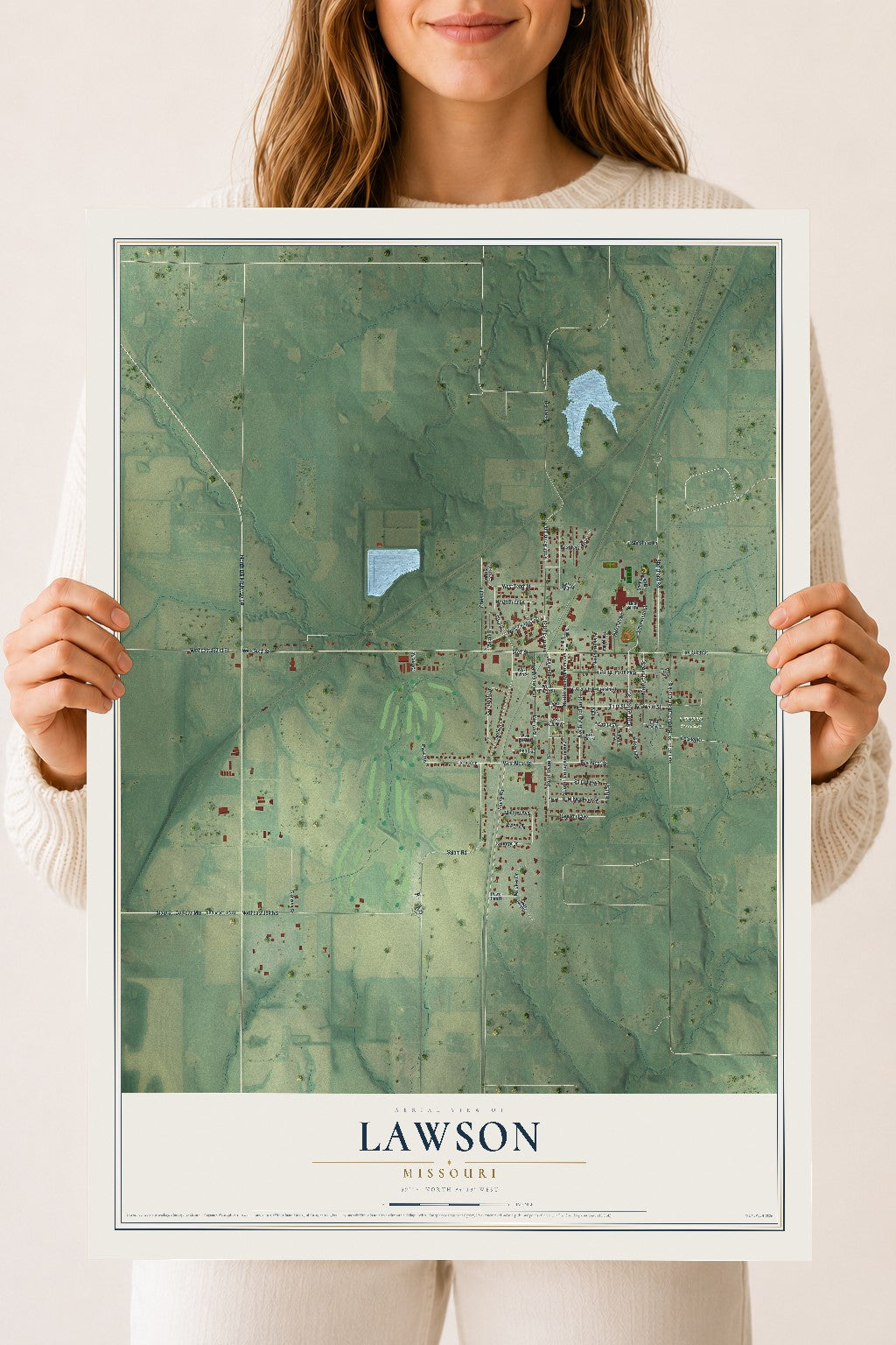 Map of Lawson, Missouri, 18 x 24 inch unframed archival matte print