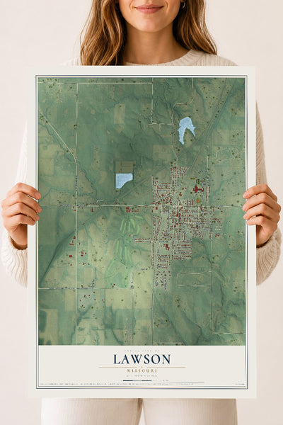 Map of Lawson, Missouri, 18 x 24 inch unframed archival matte print
