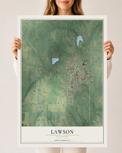 Map of Lawson, Missouri, 24 x 36 inch unframed archival matte print