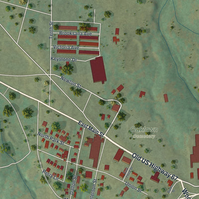 Second close-up of the map of Leadington, Missouri print showing more streets and buildings