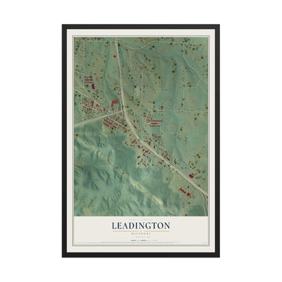 Map of Leadington, Missouri, 12 x 18 inch print in a black wood frame