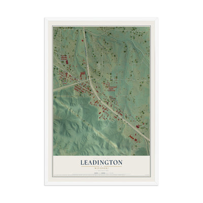 Map of Leadington, Missouri, 12 x 18 inch print in a white wood frame