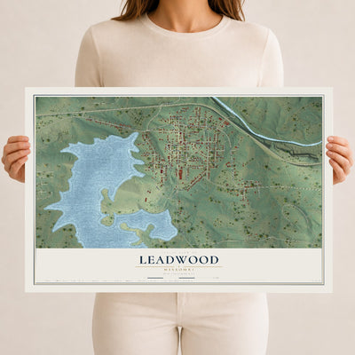 Map of Leadwood, Missouri, 12 x 18 inch unframed archival matte print