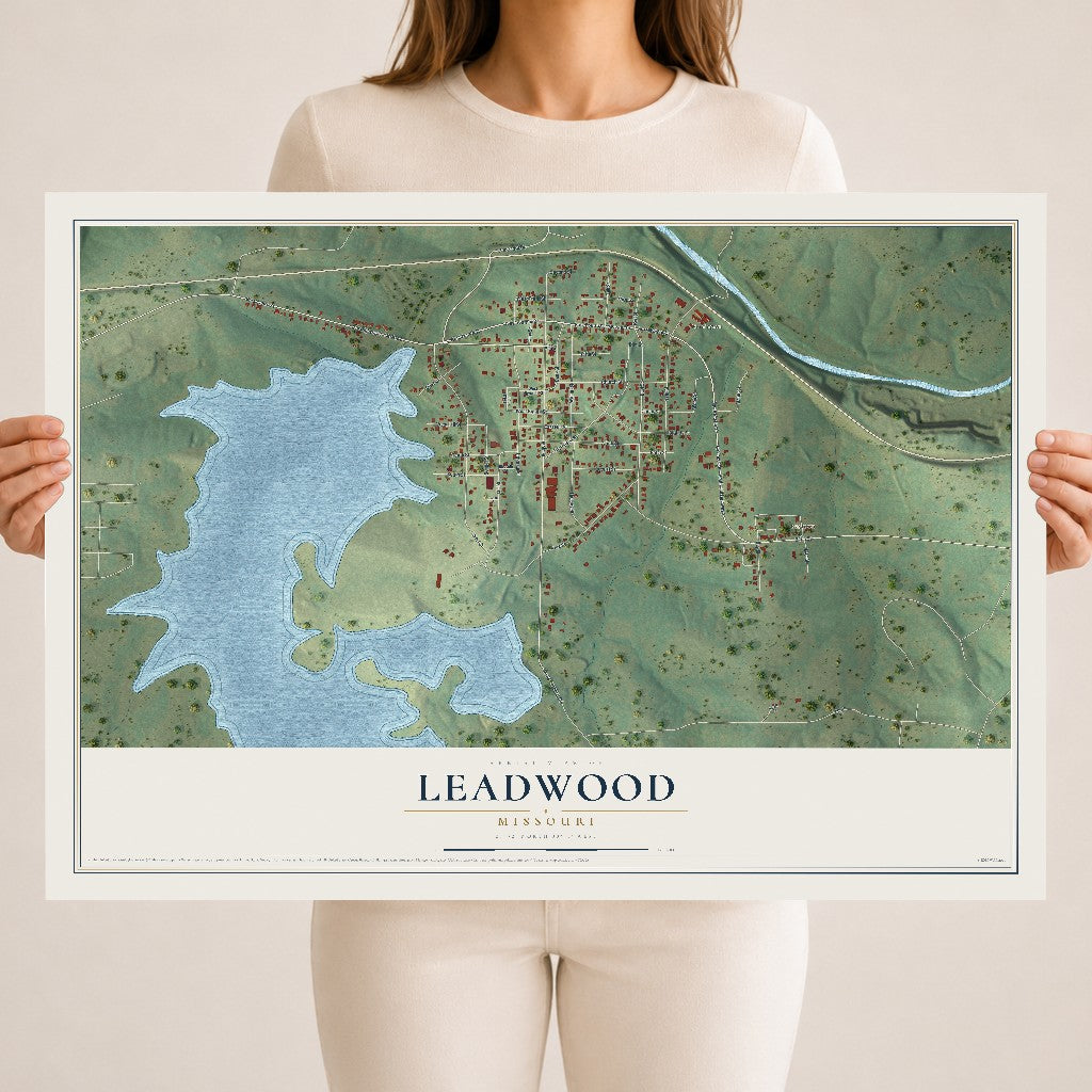 Map of Leadwood, Missouri, 18 x 24 inch unframed archival matte print