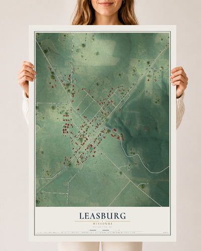 Map of Leasburg, Missouri, 24 x 36 inch unframed archival matte print