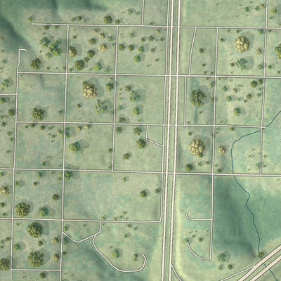 Close-up of the map of Leawood, Missouri print showing street and building detail