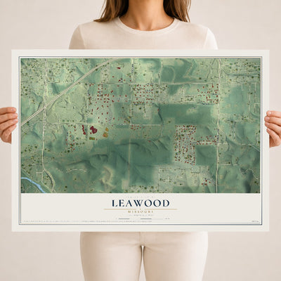 Map of Leawood, Missouri, 18 x 24 inch unframed archival matte print