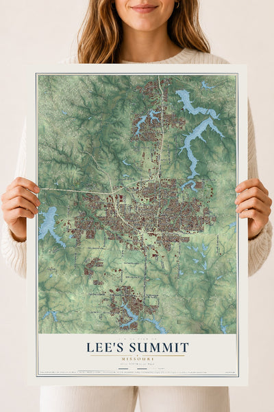 Map of Lee's Summit, Missouri, 18 x 24 inch unframed archival matte print