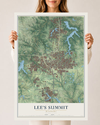 Map of Lee's Summit, Missouri, 24 x 36 inch unframed archival matte print