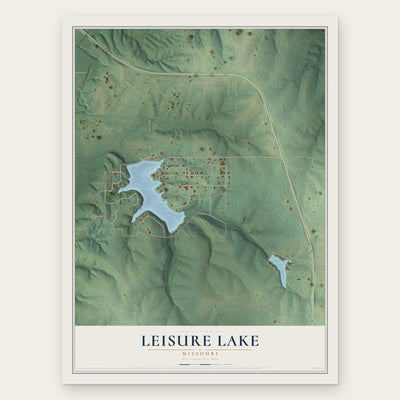 Leisure Lake, Missouri map print, the full design