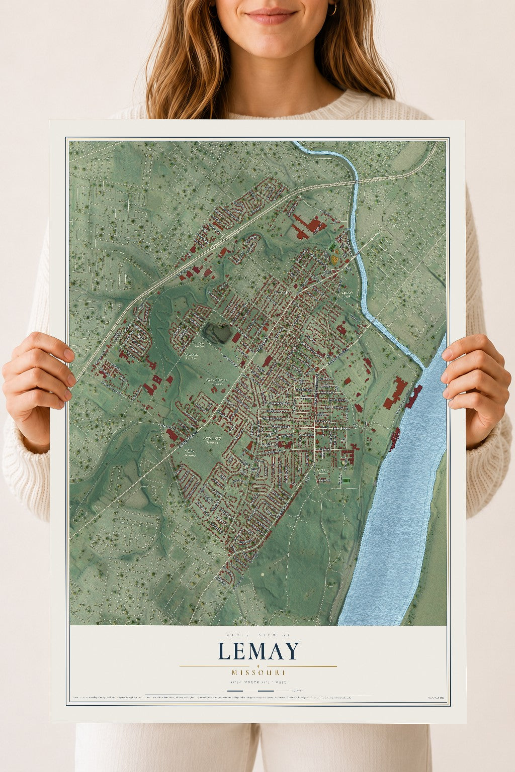 Map of Lemay, Missouri, 18 x 24 inch unframed archival matte print