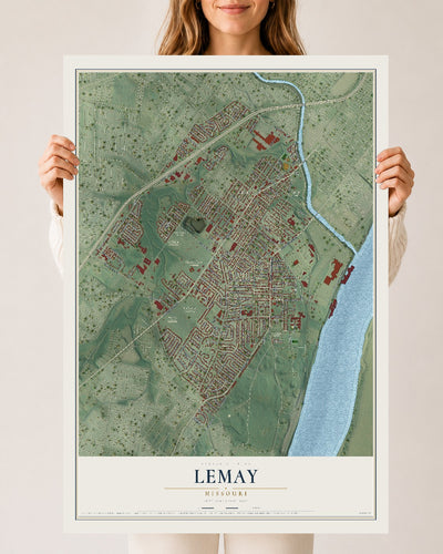 Map of Lemay, Missouri, 24 x 36 inch unframed archival matte print
