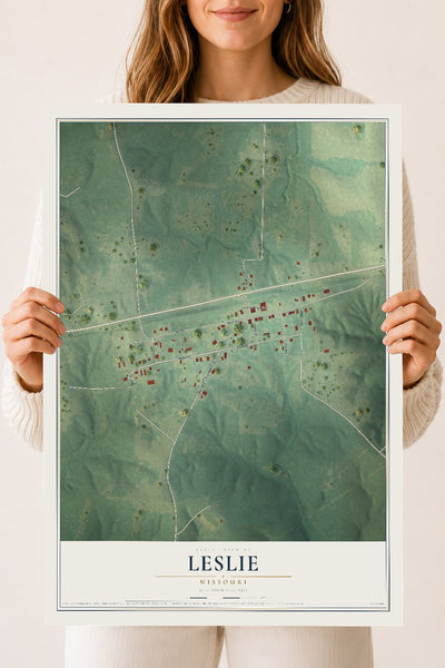Map of Leslie, Missouri, 18 x 24 inch unframed archival matte print