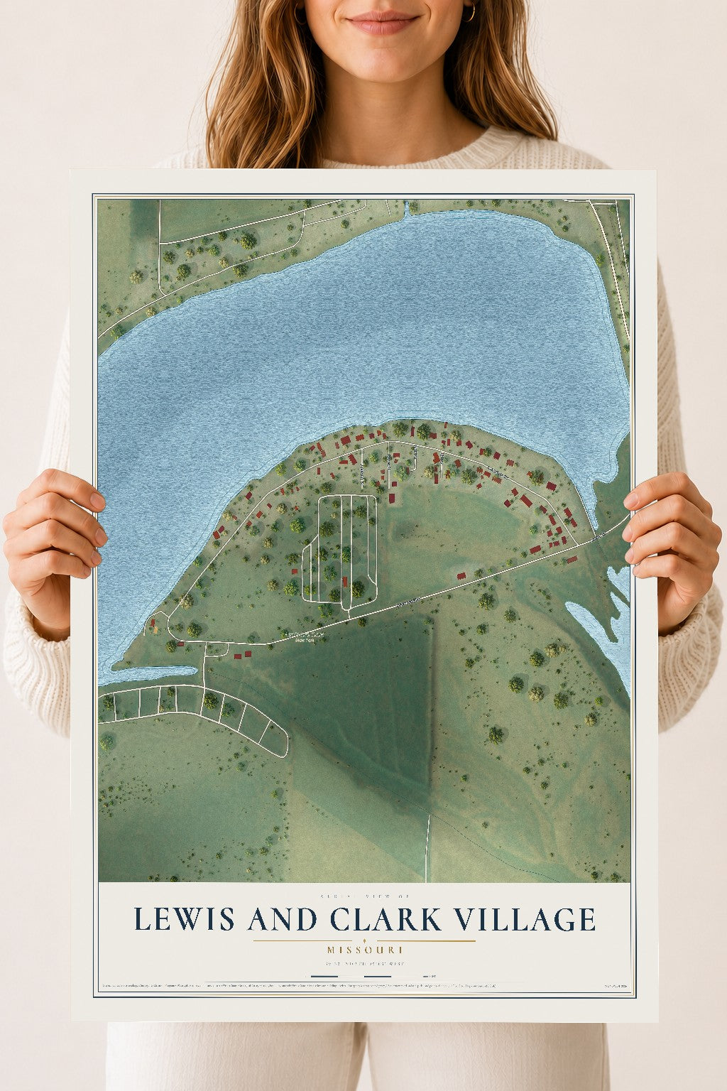 Map of Lewis and Clark Village, Missouri, 18 x 24 inch unframed archival matte print