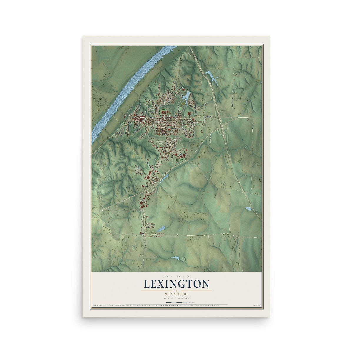 Map of Lexington, Missouri, 12 x 18 inch unframed archival matte print
