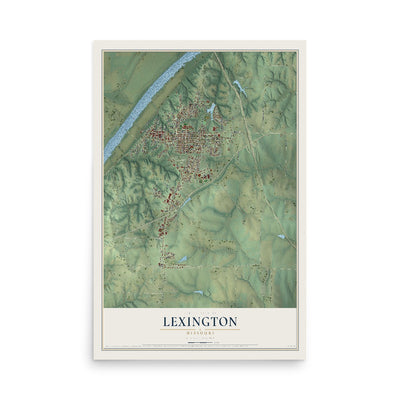 Map of Lexington, Missouri, 12 x 18 inch unframed archival matte print