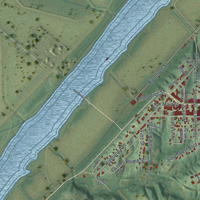 Second close-up of the map of Lexington, Missouri print showing more streets and buildings
